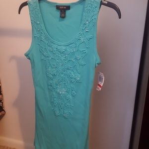 Turquoise sequined tank top